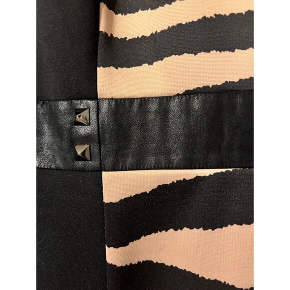 Tahari Dress 10 Black Brown Panel Career Church Stretch Sheath Sleeveless - Picture 7 of 11